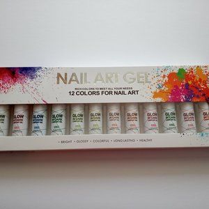 Glow in Dark, Nail Art Gel Polish Liner UV/LED, Paintin Drawing, Set of 12pcs.